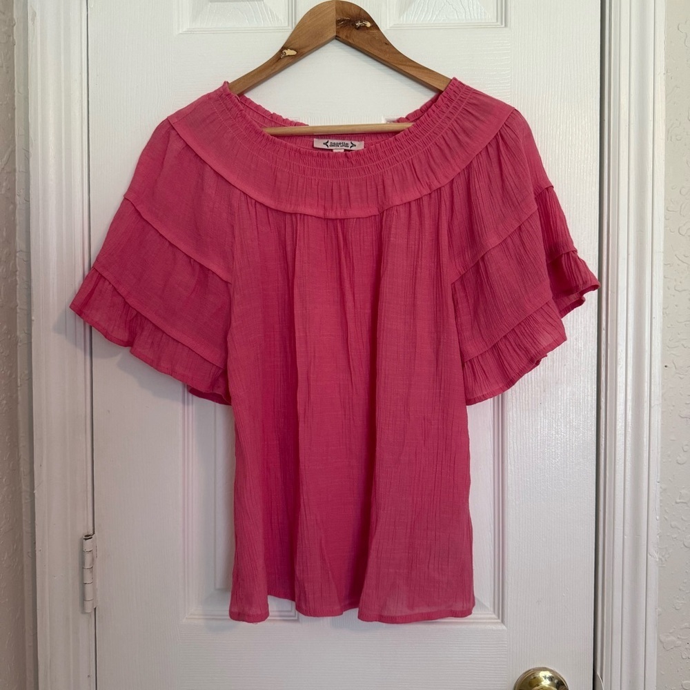 Nanette Lepore Pink Ruffled Flowy Top Medium
